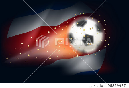 Flying soccer ball with flag of Costa Rica. 3d vector illustration Flying soccer ball with flag of Costa Rica. 3d vector illustration 96859977