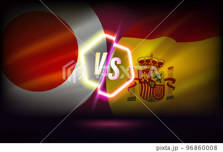 Japan versus Spain game template. 3d vector illustration with neon effect Japan versus Spain game template. 3d vector illustration with neon effect 96860008