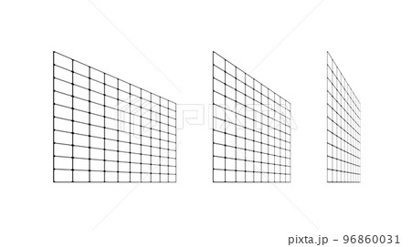 Flat grid surface set. Rectangle vertical plane in different perspective. Different angles design elements collection. Vector 96860031
