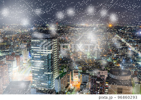 【冬素材】仙台市夜景雪景色イメージ【宮城県】 【冬素材】仙台市夜景雪景色イメージ【宮城県】 96860293