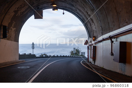 beautiful sea view in the end of tunnel beautiful sea view in the end of tunnel 96860318