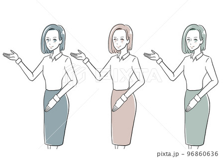 笑顔で案内するスーツ姿の女性 笑顔で案内するスーツ姿の女性 96860636