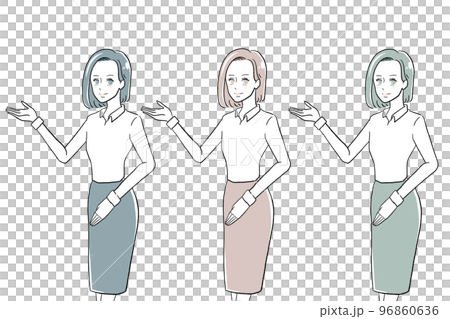 笑顔で案内するスーツ姿の女性 笑顔で案内するスーツ姿の女性 96860636