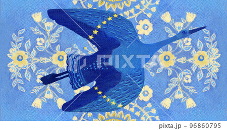 Flying bird. Peace symbol, no war concept. Hand drawn 96860795