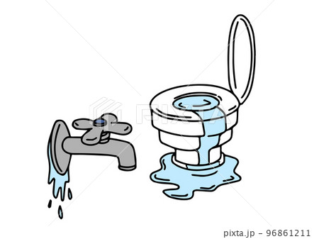 水漏れしている水回りのイラスト（カラー） 96861211