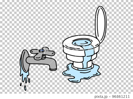 水漏れしている水回りのイラスト（カラー） 96861211