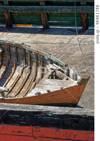 Fishing Boats on the beach in Golfo de Ancud - Castro Bay - Chile 96861788