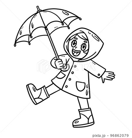 girl with umbrella drawing for kids