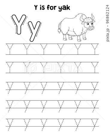 Yak Animal Tracing Letter ABC Coloring Page Y 96862124