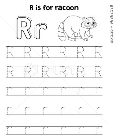 Racoon Animal Tracing Letter ABC Coloring Page R 96862129
