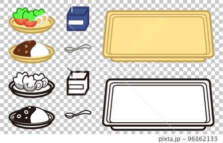 カレーとサラダの給食素材セット 96862133