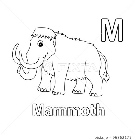 Mammoth Alphabet ABC Isolated Coloring Page M 96862175