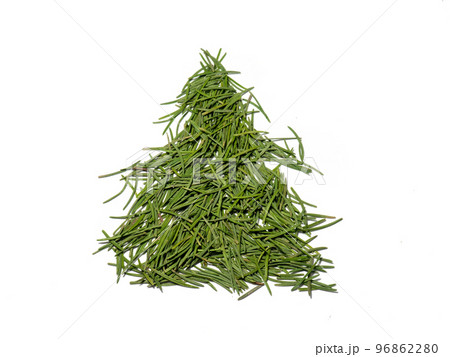 Christmas tree made of Christmas tree needles on a white background. 96862280