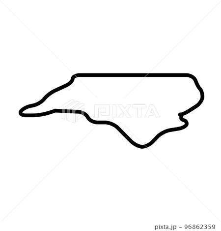 North Carolina state of United States of America, USA. Simplified thick black outline map with rounded corners. Simple flat vector illustration 96862359
