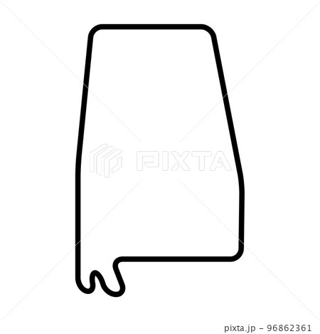 Alabama state of United States of America, USA. Simplified thick black outline map with rounded corners. Simple flat vector illustration 96862361