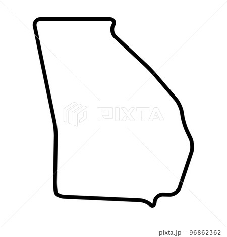 Georgia state of United States of America, USA. Simplified thick black outline map with rounded corners. Simple flat vector illustration 96862362