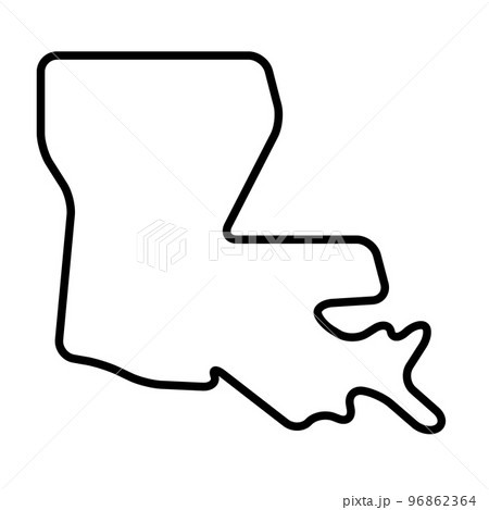 Louisiana state of United States of America, USA. Simplified thick black outline map with rounded corners. Simple flat vector illustration 96862364