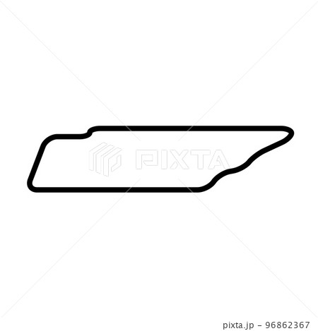 Tennessee state of United States of America, USA. Simplified thick black outline map with rounded corners. Simple flat vector illustration 96862367