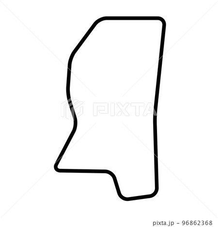 Mississippi state of United States of America, USA. Simplified thick black outline map with rounded corners. Simple flat vector illustration 96862368