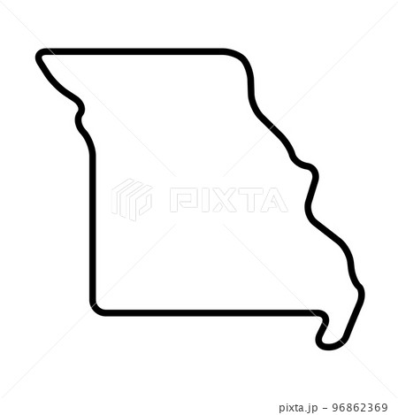 Missouri state of United States of America, USA. Simplified thick black outline map with rounded corners. Simple flat vector illustration 96862369