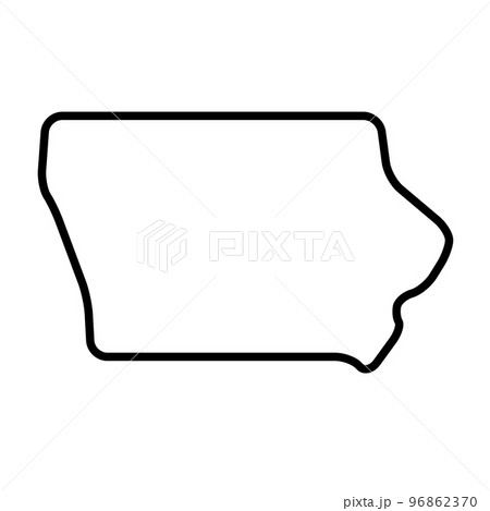 Iowa state of United States of America, USA. Simplified thick black outline map with rounded corners. Simple flat vector illustration 96862370