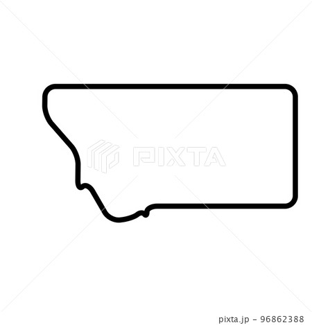 Montana state of United States of America, USA. Simplified thick black outline map with rounded corners. Simple flat vector illustration 96862388