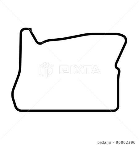 Oregon state of United States of America, USA. Simplified thick black outline map with rounded corners. Simple flat vector illustration Oregon state of United States of America, USA. Simplified thick black outline map with rounded corners. Simple flat vector illustration 96862396