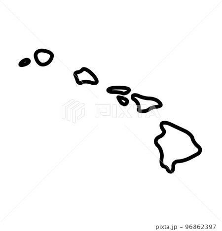 Hawaii state of United States of America, USA. Simplified thick black outline map with rounded corners. Simple flat vector illustration Hawaii state of United States of America, USA. Simplified thick black outline map with rounded corners. Simple flat vector illustration 96862397