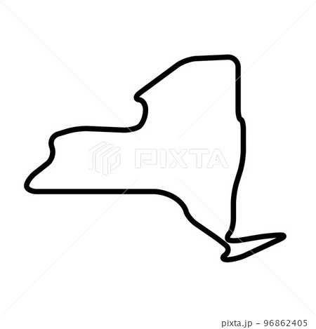 New York state of United States of America, USA. Simplified thick black outline map with rounded corners. Simple flat vector illustration 96862405
