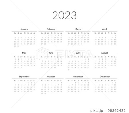 2023 year calendar template. Vector illustrationのイラスト素材 [96862422] - PIXTA