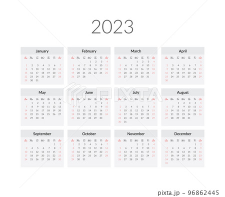 2023 year calendar template. Vector illustration 2023 year calendar template. Vector illustration 96862445