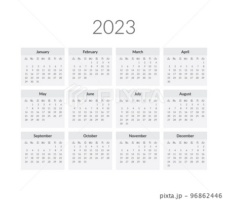 2023 year calendar template. Vector illustration 2023 year calendar template. Vector illustration 96862446