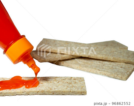 Bread poured with a spicy sauce. Seasoning for food. Bread poured with a spicy sauce. Seasoning for food. 96862552