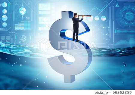 Concept of dollar sinking in the sea Concept of dollar sinking in the sea 96862859