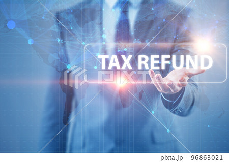 Businessman in tax refund concept 96863021