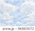 色鉛筆で描いた雲と空のイラスト 96863072