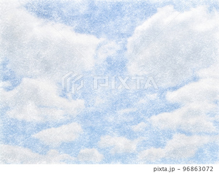 色鉛筆で描いた雲と空のイラストのイラスト素材 [96863072] - PIXTA