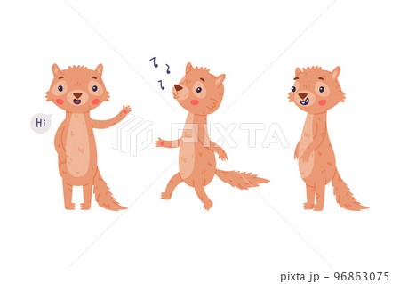 Cute Little Xerus Character with Pretty Snout Greeting and Singing Vector Set Cute Little Xerus Character with Pretty Snout Greeting and Singing Vector Set 96863075