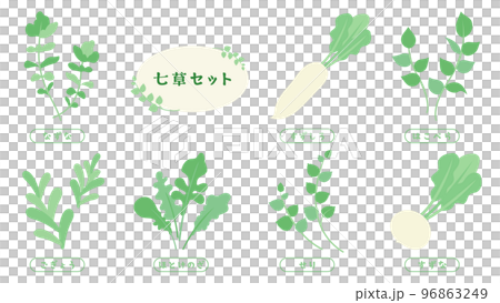 Nanakusa porridge with wild grass set 96863249