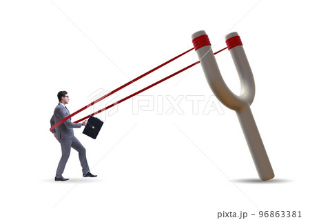Businessman being launched from slingshot in career concept 96863381