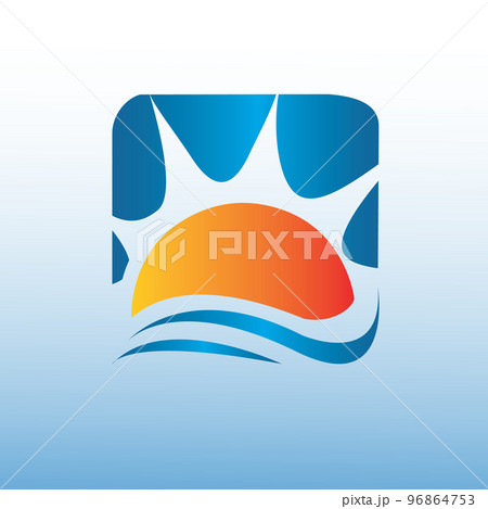 on the square yellow Sun logo design vector icon illustration on the square yellow Sun logo design vector icon illustration 96864753