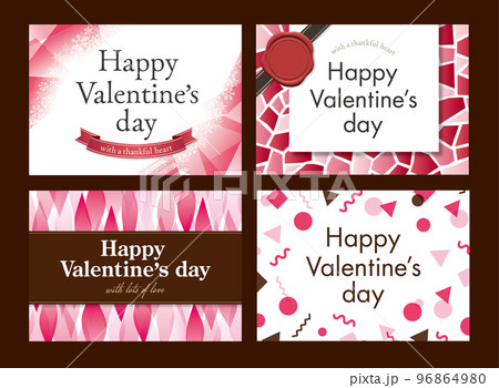 ピンクのバレンタインカードテンプレートセット ピンクのバレンタインカードテンプレートセット 96864980