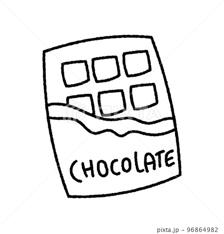 シンプルでかわいい板チョコレートのイラスト素材　線画 96864982