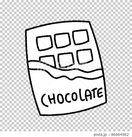 シンプルでかわいい板チョコレートのイラスト素材　線画 96864982