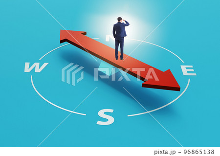 Businessman with compass looking for direction 96865138