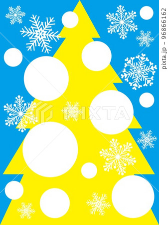 クリスマスツリーと雪の結晶_シアンイエロー 96866162