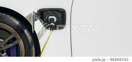 charging power EV station for electric car vehicle.  New model EV car with technology and energy ecology 96866592