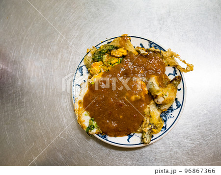 The Taiwan distinctive traditional snack of Oyster Omelet, Taiwan Delicacies, Taiwan Street Food. 96867366