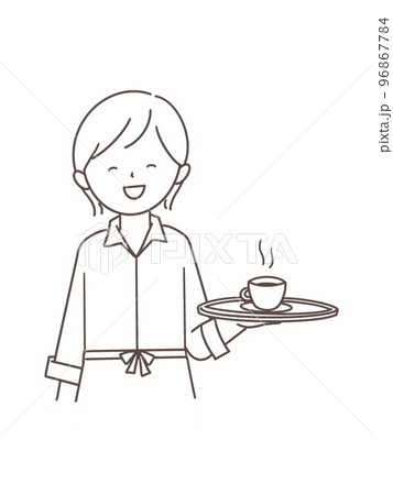 カフェで働く若い女の子 96867784
