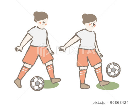 サッカー 女性 イラスト セット サッカー 女性 イラスト セット 96868424